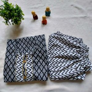 Black &amp; White Kurta Set