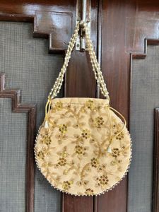 2 Stylish Handwork beaded potlis-Golden&amp;Red Color