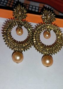 Gold Tone &amp; Faux Pearl Earrings