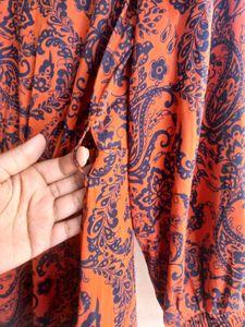 Red Paisley Tiered Midi Dress