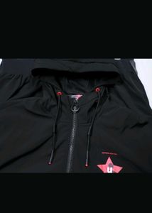 Black Graphic Print Windbreaker