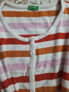 United Colors of Benetton Striped Button-Up Top