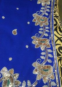 New Saree Royal Blue Embroidered Sare With Blouse