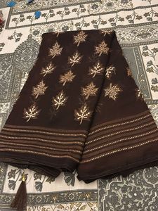 Elegant Brown Leaf Saree