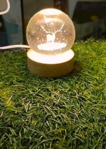 3D Galaxys Deer Crystal Ball Night Lamp,Solar Syst