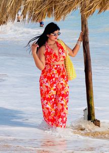 Brand Tandul, Women fit and flare multicolor maxi