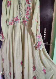BEIGE EMBROIDERED ANARKALI