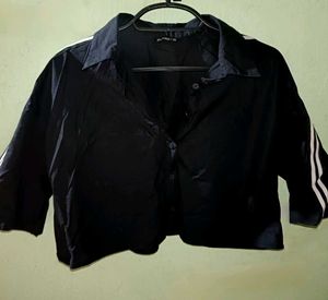 Black Crop Top Button Down