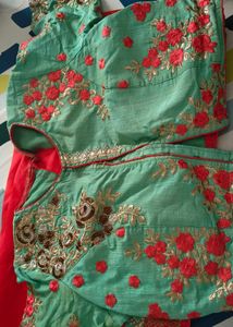 Elegant Red Saree With Embroidery Blouse