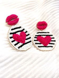 Striped Heart Earrings💕