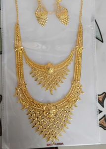 New Gold-Plated Necklace Aaram  & Earrings Set
