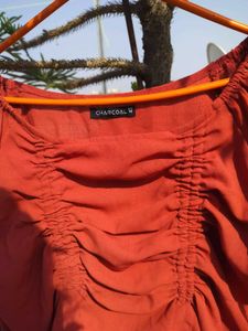 Rust Ruched Long Sleeve Top