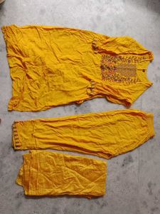 Yellow Embroidered Kurti Dress