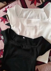 White Square Neck Crop Top