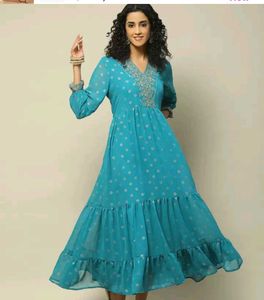 Rangriti V Neck Ethnic Motifs Print Puff Sleeve