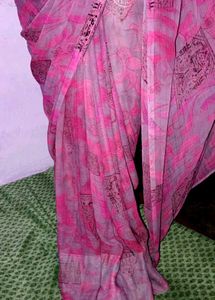 Pink Printed Saree