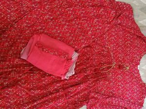 Red Printed Salwar Kameez Set