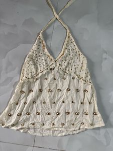 Embellished Halter Top