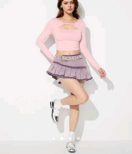 Pink Cutout Long Sleeve Top