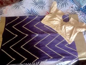 Black &amp; Gold Saree with Blouse