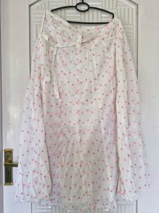 White Pinteresty Skirt With Pink Flowers
