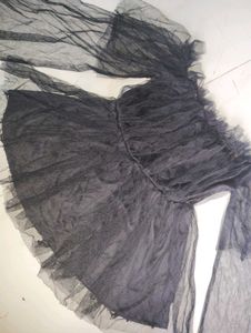 Black Tulle Off-Shoulder Dress