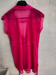 V Neck Mini Dress And Pink Shrug