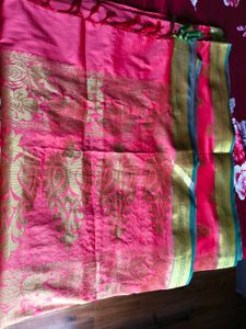 Pink silk Saree