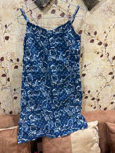 Blue Cat Print Dress