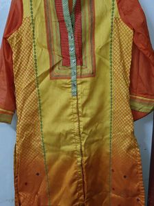 Biba Yellow Orange Festive Kurta_ Brand New