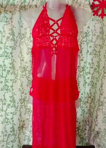 sexy Red Lace Lingerie Nightgown