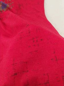 Women Red Colour Longe Wear T Shirt