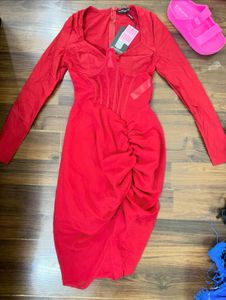 PrettyLittleThing Red Corset Mini Dress