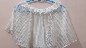 White Crochet Ruffle Poncho