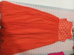 Orange Gold-Embroidered Dress