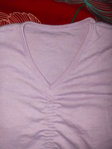 Lavender Ruched Drawstring Top
