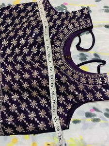 Purple Embroidered  Kameez With Dupatta