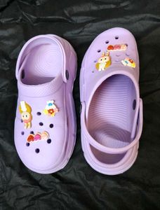 Women Purple Rubber Crocs with Charms