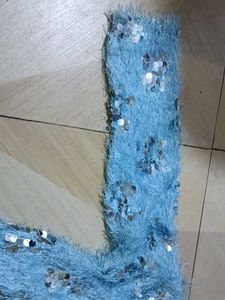 Blue Fuzzy Sequin Top