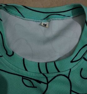 Abstract Face Print Drawstring Top