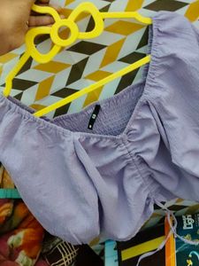 Lilac Puff Sleeve Crop Top