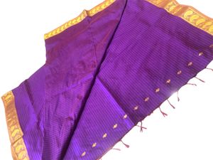 Purple Saree with Gold Border