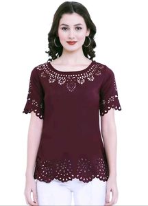 Burgundy/Wine Colour Laser Cut Top