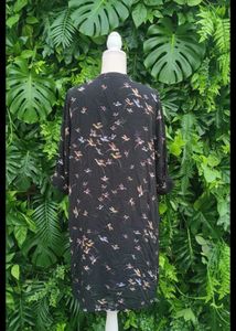 Bird Print Black Dress