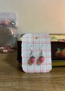 Handmade Strawberry Dangle Earrings