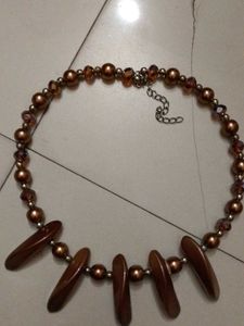 Brown Beaded Statement Necklace