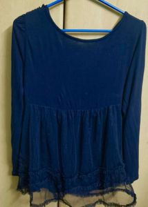 Navy Blue V-Neck Top