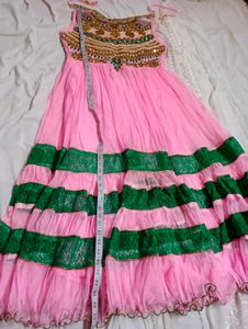 Pink &amp; Green Anarkali Suit