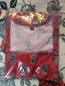 Red Paisley Print Kurta