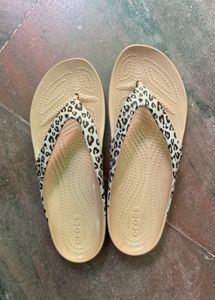 Crocs Leopard Print Flip Flops